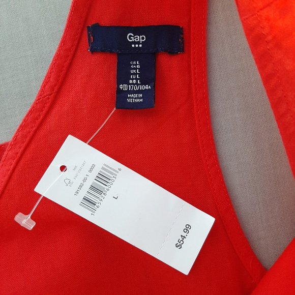 Gap Linen Blend Red Dress w/Cutout Back - Picture 10 of 12